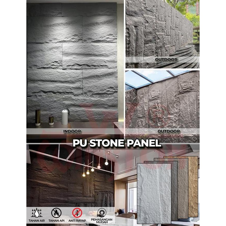 TERLARIS - PU Stone Batu Panel Dinding Wall Panel 3D Motif Batu Alam
