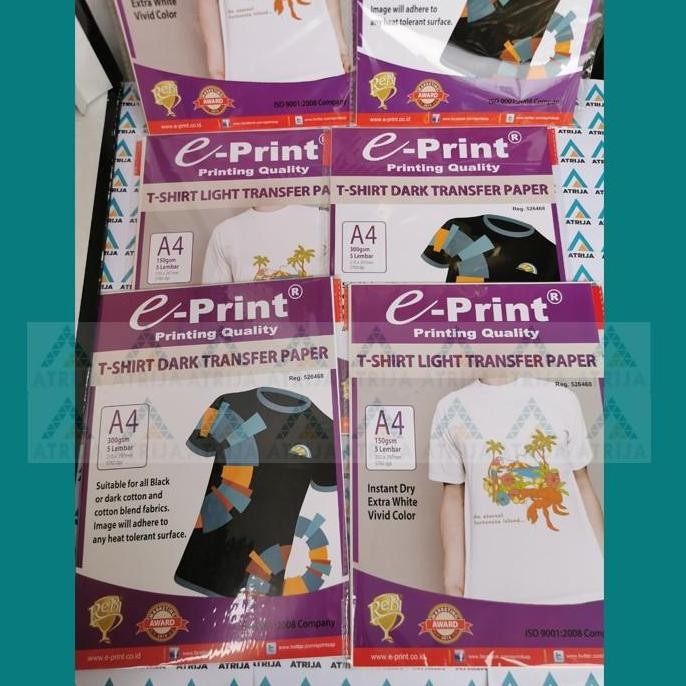 

new !!! T-Shirt Light Transfer Paper EPrint- Kertas Print Sablon Putih A4