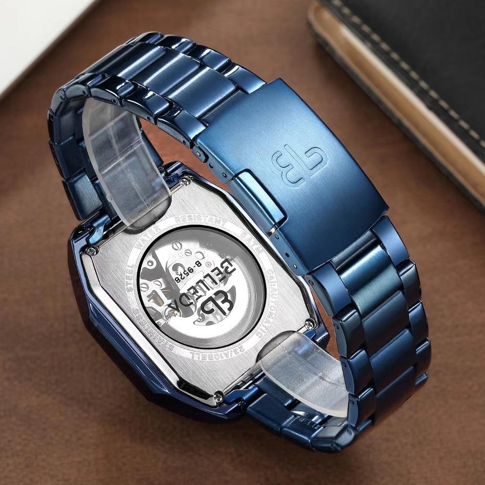 ABI134 Jam Tangan Pria Belleda 9528 Automatic Rantai Stainless Model Retro Anti Air 3 Atm Watches