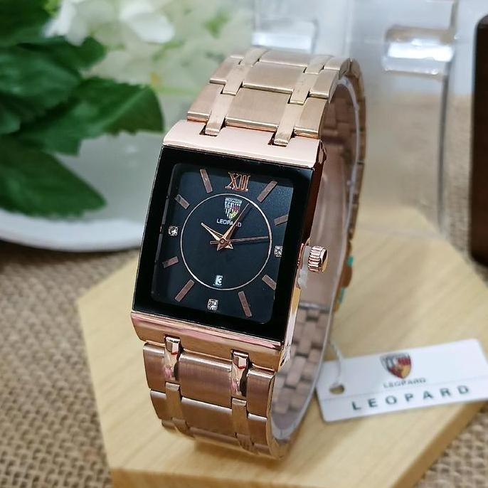 LEOPARD KOTAK SIMPLE jam tangan Pria/wanita tanggal aktif Quartz Kaca