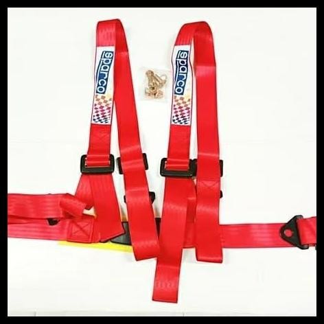 TERBARU TALI SABUK PENGAMAN SEATBELT SAFETYBELT JOK RACING MOBIL BALAP 4 TITIK WARNA MERAH BIRU HITA