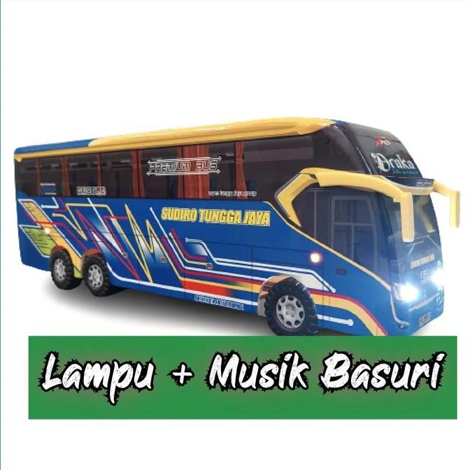 MAINAN BUS MINIATUR LAMPU MUSIK TELOLET BASURI RODA PLASTIK ANAK-ANAK ASLI