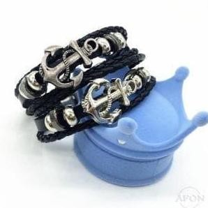 Tersedia - Gelang Jangkar Anchor Pria Kulit Rajut Wanita Unsiex Titanium Ori G59