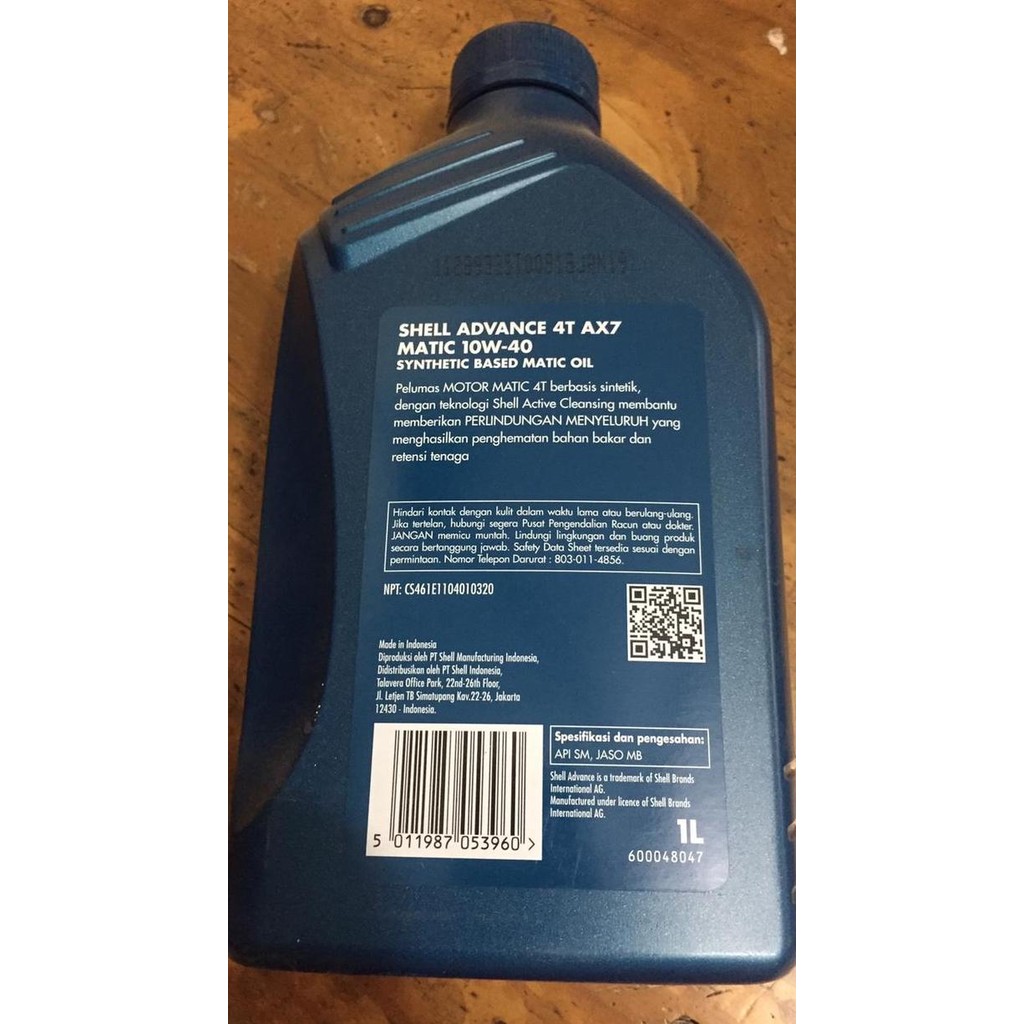 Oli Mesin Shell Ax7 10W-30 1 Liter Motor Matic Pcx Nmax Aerox Vario Original