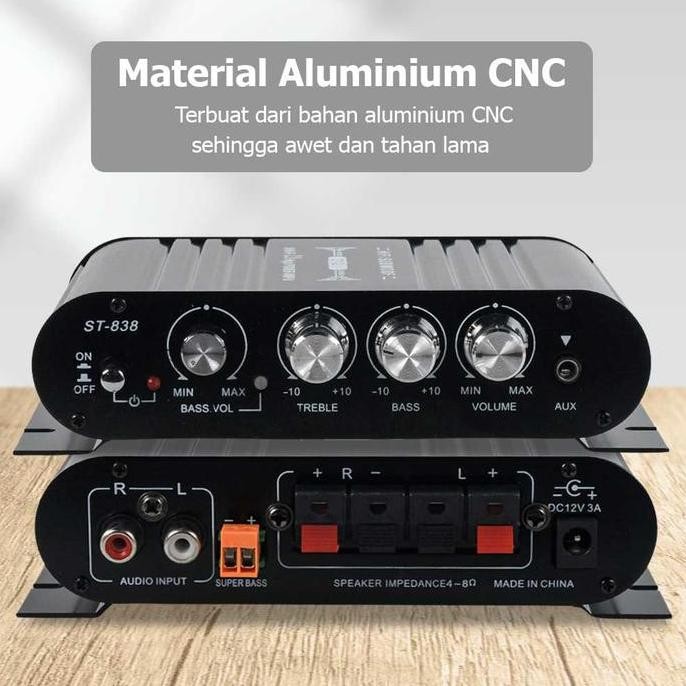 Ampli Mini 12 Volt Stereo Amplifier Mobil Rumah Treble Bass Booster MURAH!