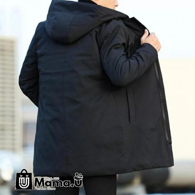Jaket Jubah Pria Korea Casual Jumbo Jacket Anime Keren Kekinian Hitam Katun Panjang Tebal Oversize N