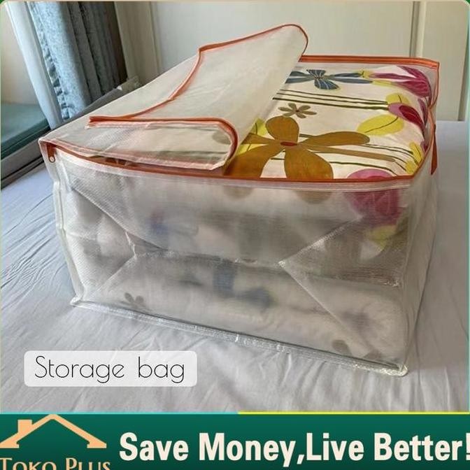 TAS BEDCOVER TRANSPARAN DOUBLE SIZE - STORAGE BAG PLASTIK SERBAGUNA ASLI