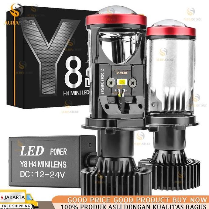 2pcs mini projie led h4 mobil motor y6d y8d - lampu utama kabut headlamp super terang hi low beam te