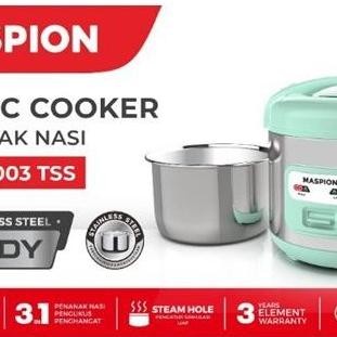 maspion magic com mini 1 liter mrj 1003 tss stainless penanak nasi hemat listrik berkualitas