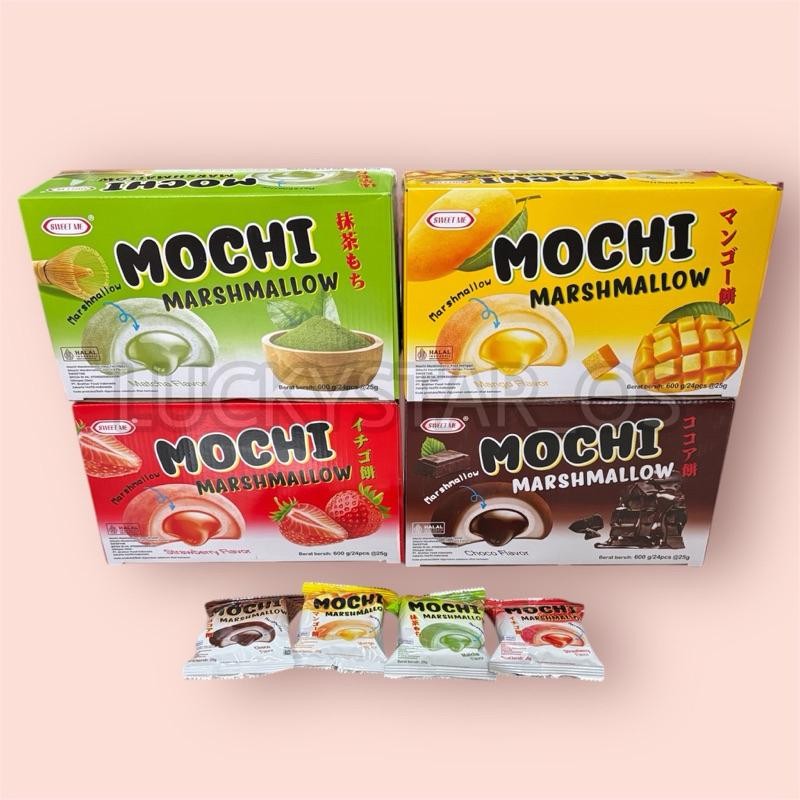 

READY STOCK SWEET ME MOCHI MARHMALLOW COKLAT / STRAWBERRY / MACHA / MANGGA ISI 24PCS ORI!
