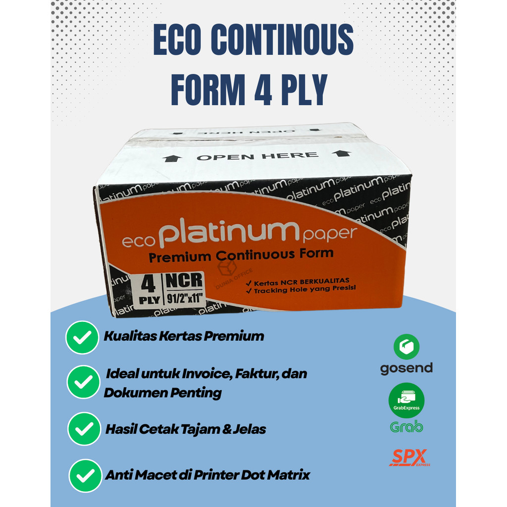 

Continuous Form 4 Ply ukuran 9½ x 11 merk PLATINUM / Kertas Faktur Invoice 4 Rangkap