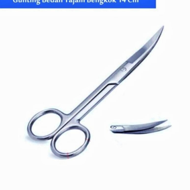 

Gunting Medis Gunting Tajam Bengkok 14cm Gunting Operasi Bengkok TaTa RB3