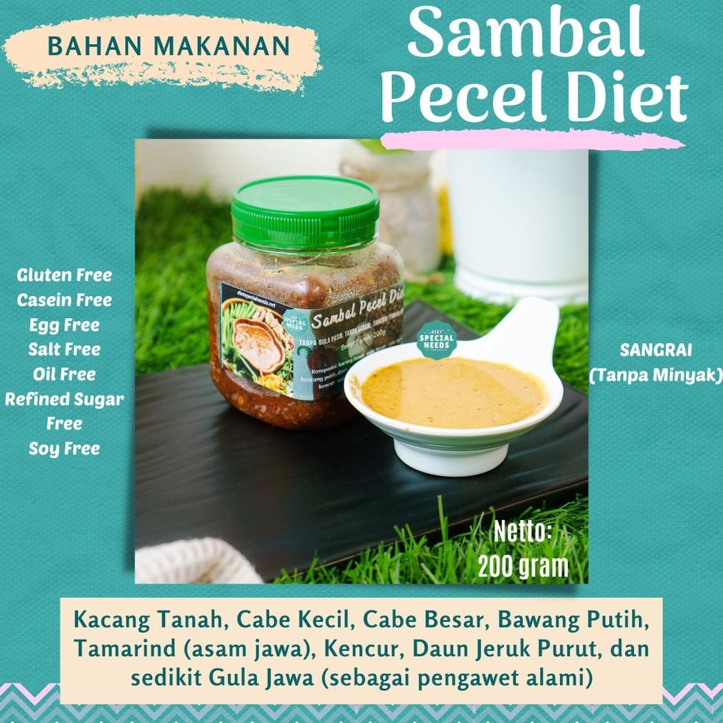 

Sambal Pecel Diet - Tanpa Gula Pasir, Tanpa Garam, Sangrai (Tanpa Minyak) - Diet Special Needs Nugi