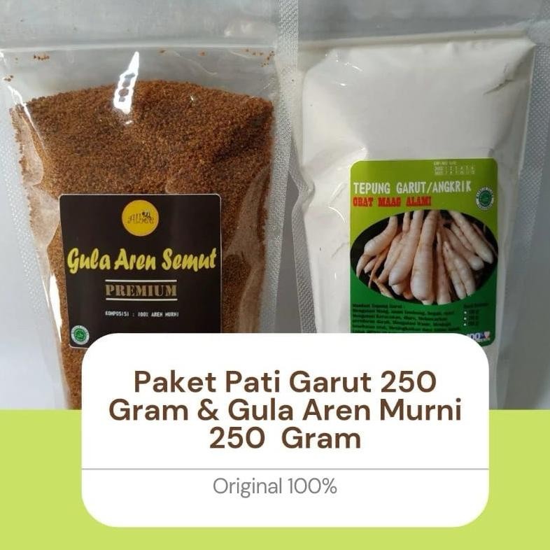 

Paket Asam Lambung Premium/Tepung Pati Garut dan Gula Aren Semut Murni 250/250 Gram Nugi