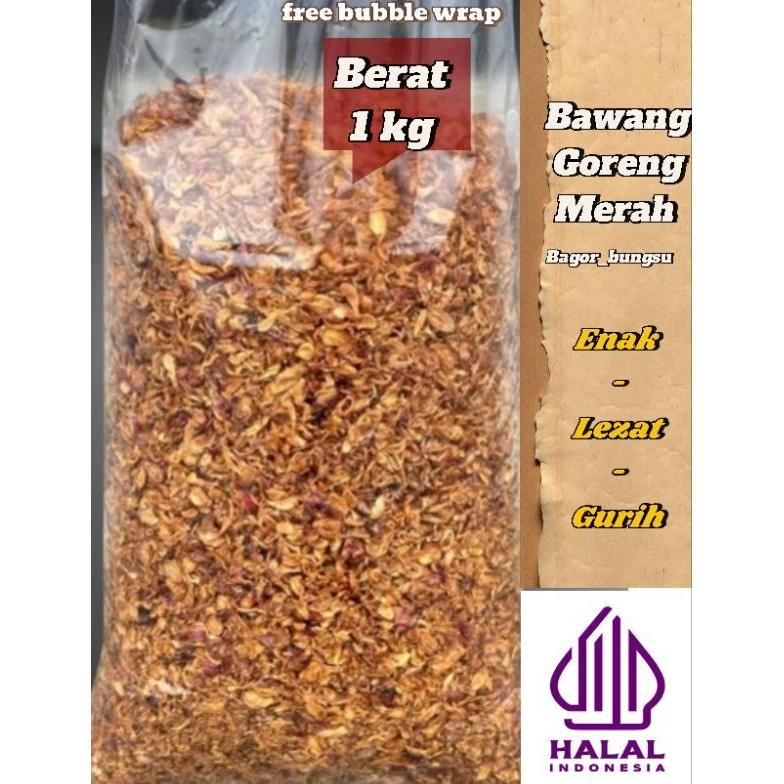 

[Bm-C] Bawang Goreng Merah Asli Brebes Kemasan 1 Kg Grade C Nugi