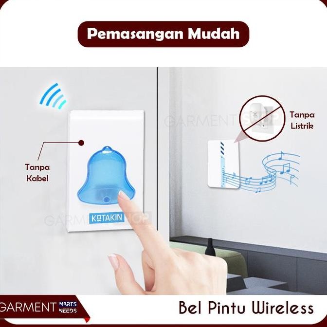 Hot Sale - Bel Pintu Wireless Listrik Baterai Door Bell 18 Musik Bel Rumah Tanpa Kabel Waterproof Me