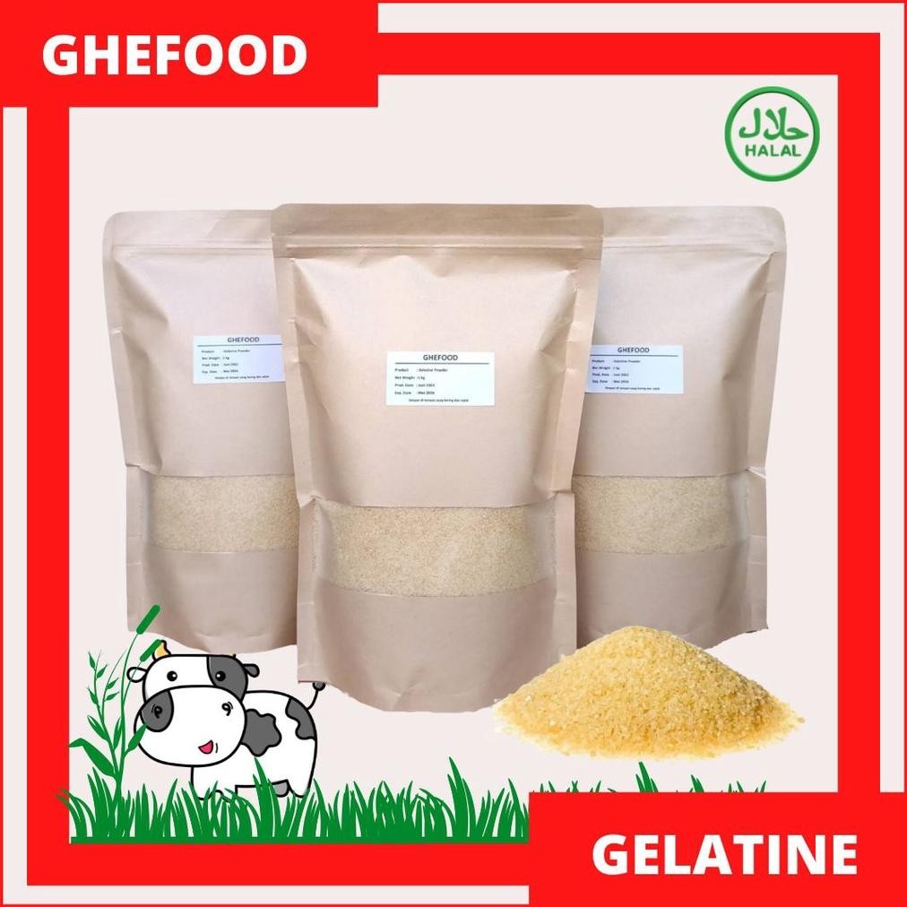 

Gelatine Powder/Gelatin Bubuk Sapi Premium Import Halal MUI 250 gr - 1 Kg Nugi