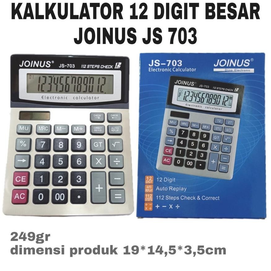

KALKULATOR BESAR 12 DIGIT JOINUS JS 703 CALCULATOR DESKTOP DAGANG CHECK CORRECT AUTO REPLAY RB2