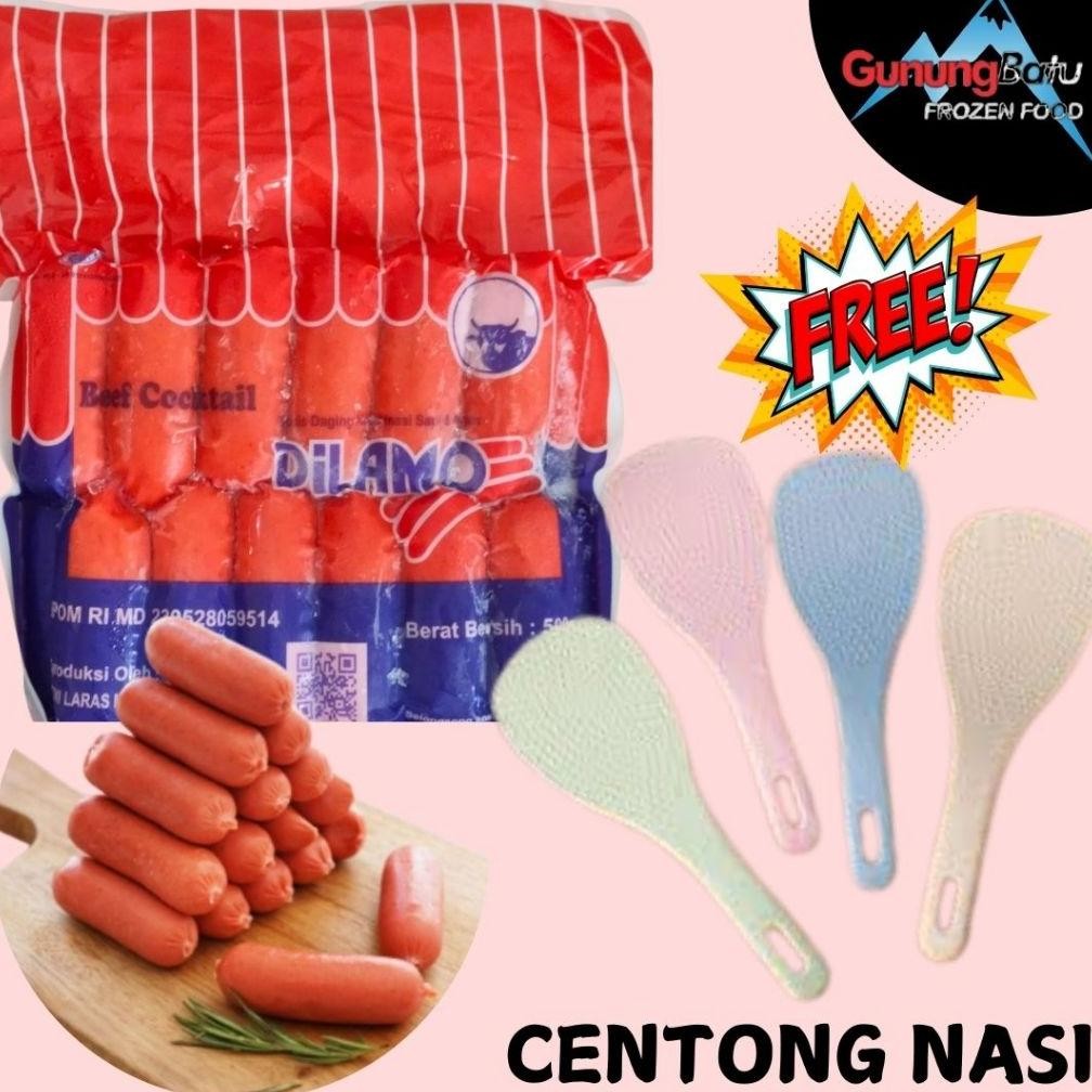 

Dilamo Sosis Merah Cocktail / Sausage Beef Cocktail 500 Gram Sosis Sapi (PROMO)Free Centong Nasi Nugi