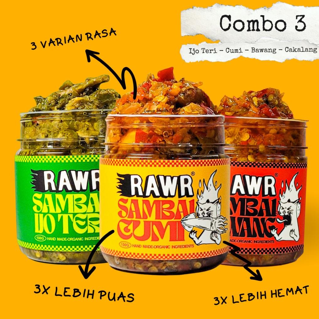 

Rawr Sambal - Paket Hemat Combo 3 Sambal Cumi/Bawang/Cakalang/Ijo Teri Nugi