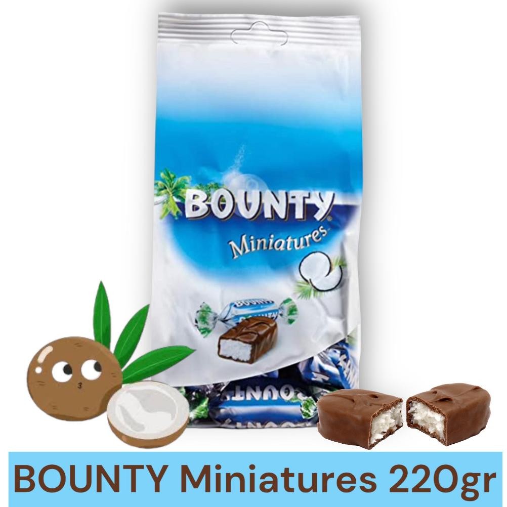 

READY STOCK BOUNTY MINIATURES CHOCOLATE 220 GRAM | COKELAT BOUNTY MINI | PRODUCT OF EUROPE