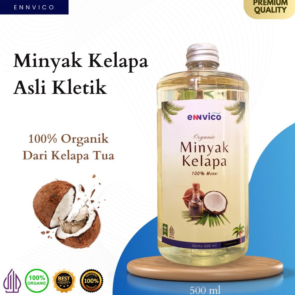 

Ennvico Minyak Kelapa Asli Kletik 500ml 100% Murni Tradisional Coconut Oil Alami Organik Label Baru Nugi