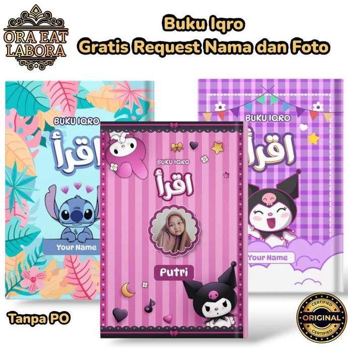 Buku Iqro Gratis Request Nama & Foto Iqro Fullcolor Blackwhite Hardcover Softcover Iqro Milenial A5