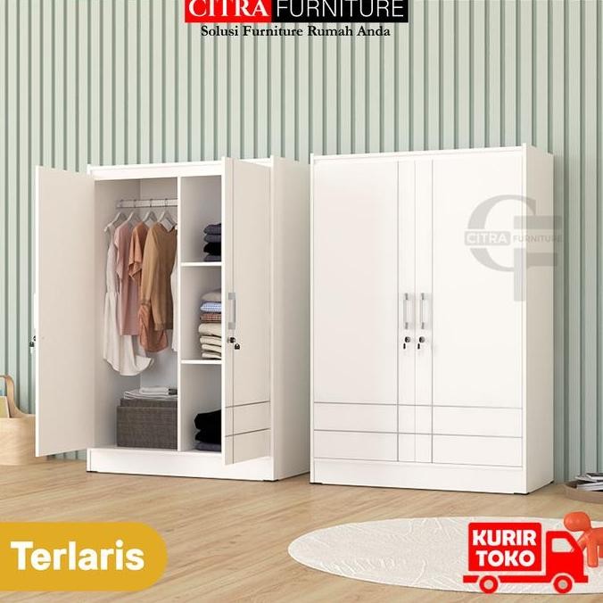 Lemari Pakaian anak 2 pintu Minimalis |Kecil Pendek|GRAVER LA 055