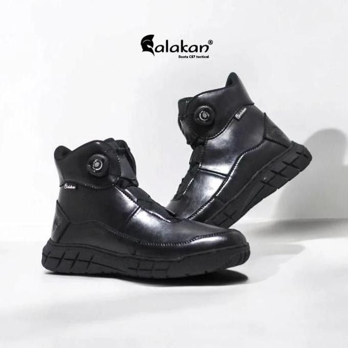 Sepatu Boots Pdl Pdh Tali Putar Samping AERON" Full Black Original Shoes Pria Hitam Kerja