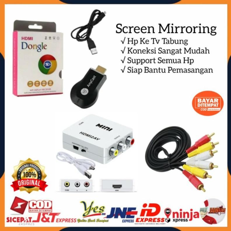 [COD] PAKET LENGKAP ANYCAST MIRRORING DARI HP KE TV TABUNG / ANYCASH DONGEL MIRACAST WIFI / PENGHUBU