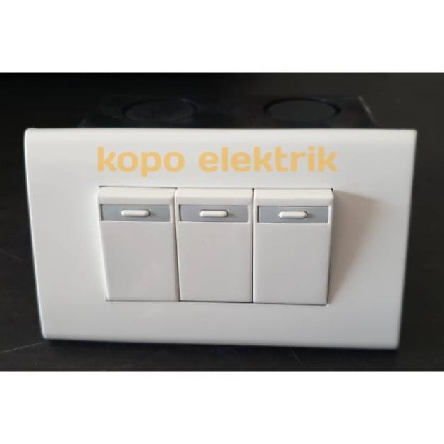 Saklar Triple Panasonic Model Panjang Tanam Set + Inbow Dus Panjang Panasonic Nugi