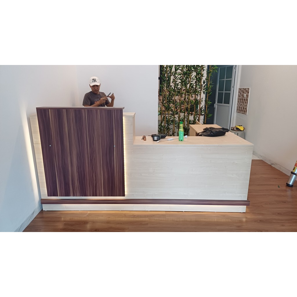 MEJA KASIR / MEJA RESEPSIONIS / MEJA LAUNDRY / PANJANG 240 INCLUDE LAMPU LED