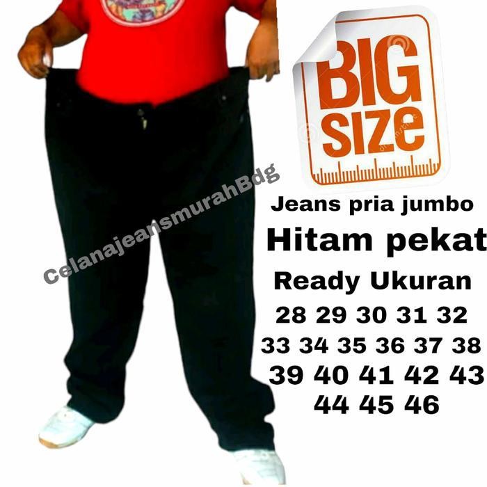 Oms Big Size Celana Jeans Pria Jumbo Putih 28-46/Jeans Pria Big Size 46 Hitam Biru Abu