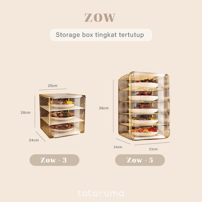 ZOW - Food Storage Tertutup Tempat Sayuran Lauk Tingkat Susun Bebas Debu Hemat Tempat