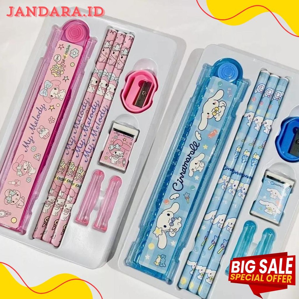 

Set Perlengkapan Alat Tulis Sekolah Anak Lucu 5In1 Kuromi Cinamorol Melody/ Alat Tulis Satu Paket Terlengkap Dan Termurah