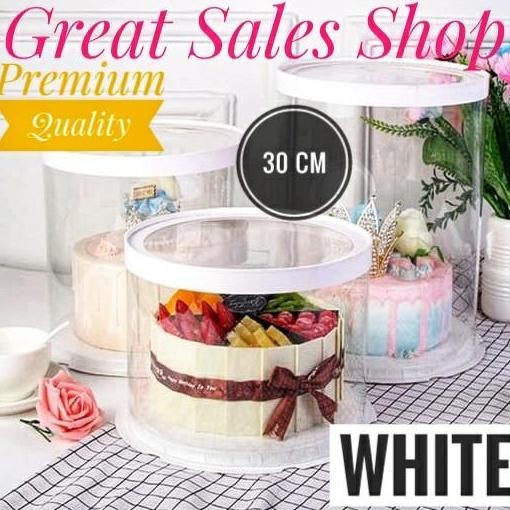 Cake Box Bulat Dus Kue Kotak Kue Transparant Mika PET Ukuran 30 CM