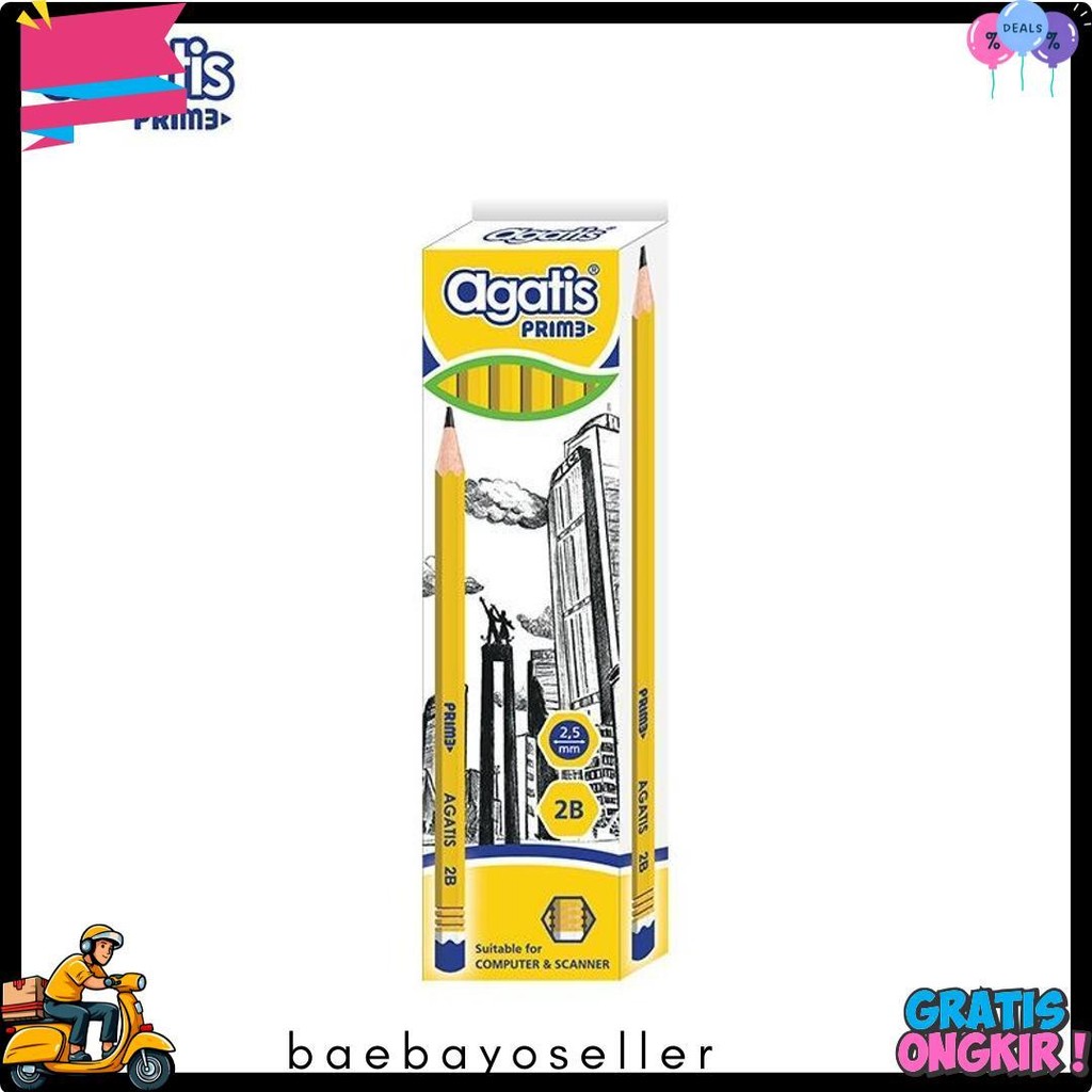 

Agatis Pensil 2B Prime Series (Isi 12 Pcs) - Pensil Ujian Hitam Kuat & Tajam Diskon Setengah Harga