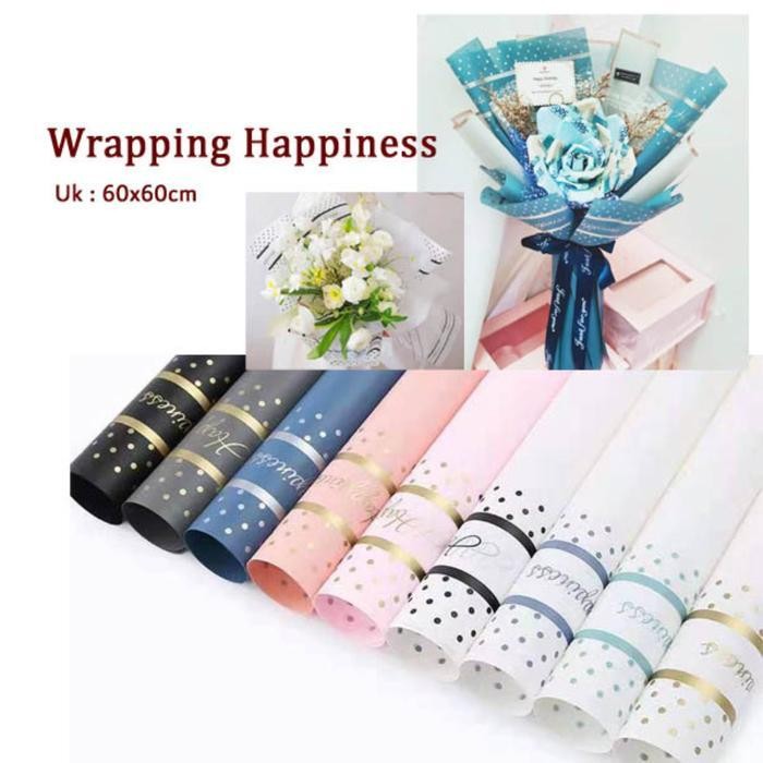 

Kkim 1 Lembar Cellophane Happiness Wrapping Buket Bunga Waterproof W014 Bunga