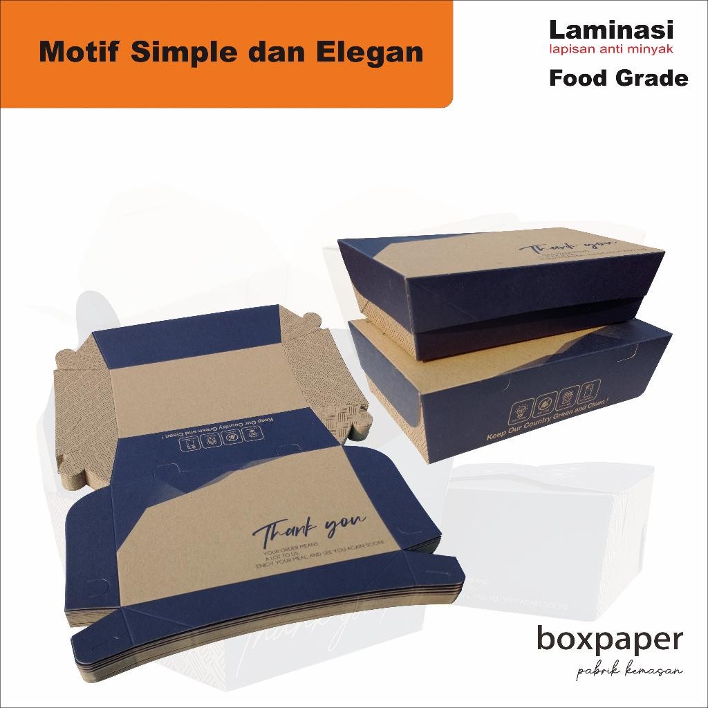 Kkim Paper Lunch Box ( Size M Isi 100Pcs ) Kraft Laminasi Kotak Makan Dus Nasi Ayam Bakar Goreng Gep