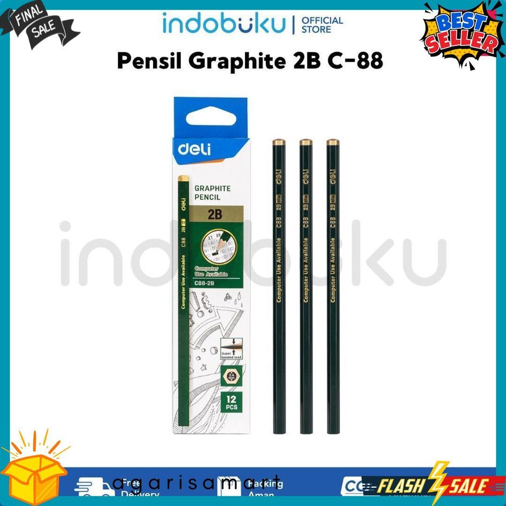

Pensil Graphite 2B Deli C-88 Pensil Ujian Komputer (1Pack Isi 12Pcs) Terlengkap Dan Termurah