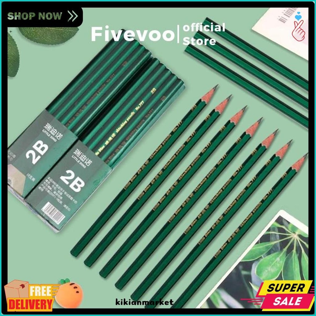 

Fivevoo Pensil 2B Hb Pensil Tulis Sekolah 10 Pcs / Pensil Ujian / Pensil Sketsa /Charcoal Pensil Set Diskon
