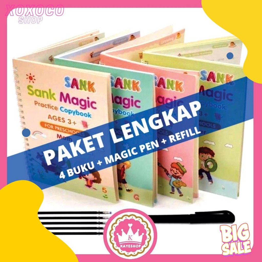 

Sank Magic Book ( Isi 4 Buku + Pulpen + Refill ) Buku Belajar Menulis Menggambar Edukasi Anak Diskon Setengah Harga