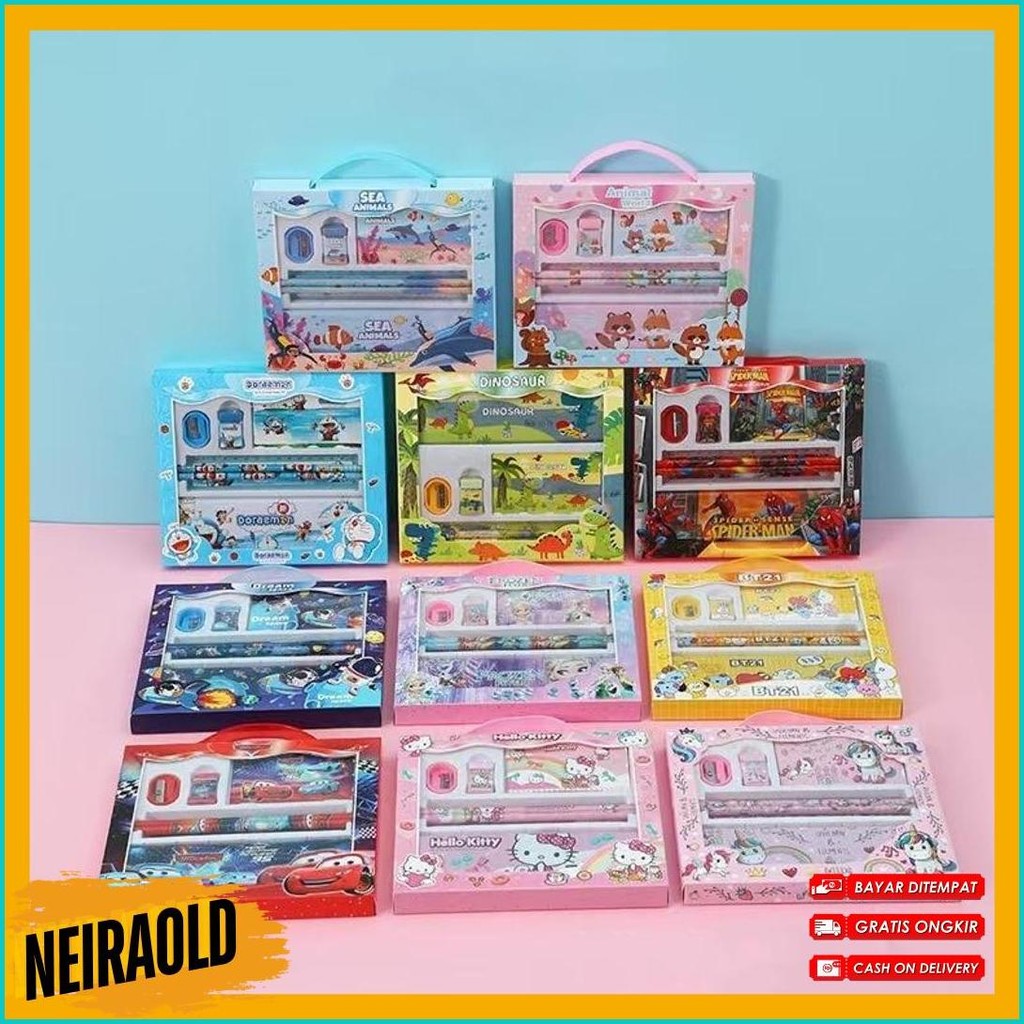 

Voova Set Kotak Pensil/ Set Box Hadiah Anak/ Set Stationery Alat Tulis Kotak Pensil Karakter Lucu Diskon Setengah Harga