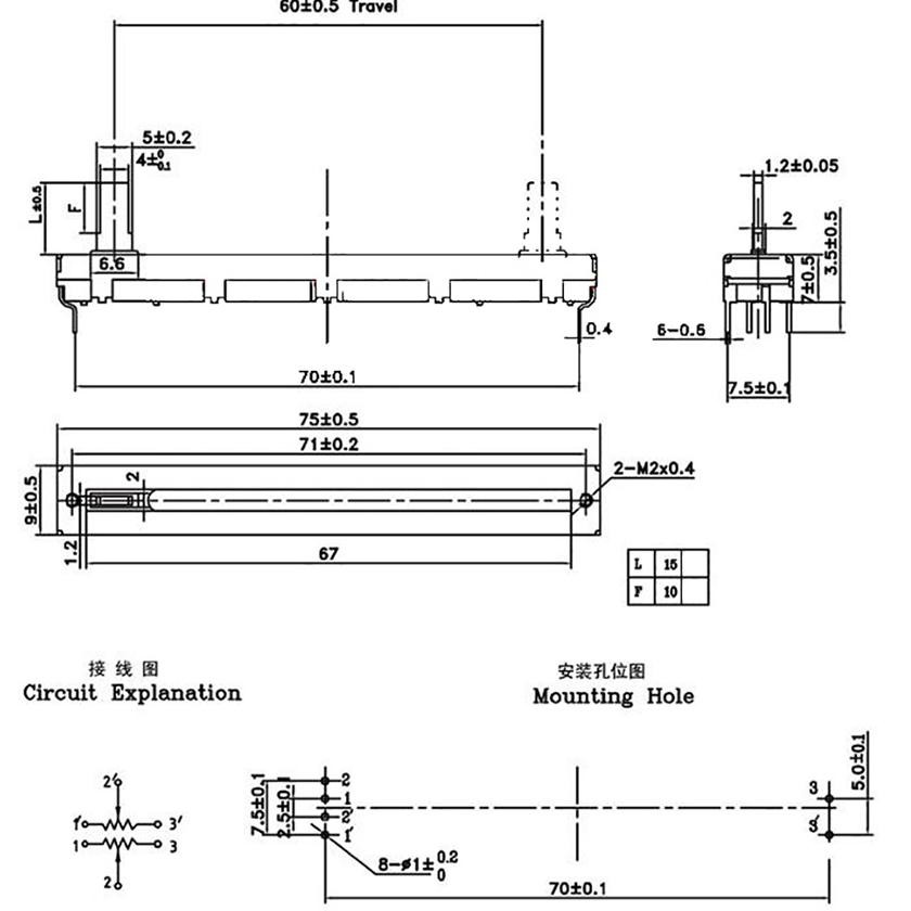 Produk Pilihan Premium Potensio Geser 7.5 Cm Fader Mixer 10K B103 Original Mixer Yamaha Behringer So