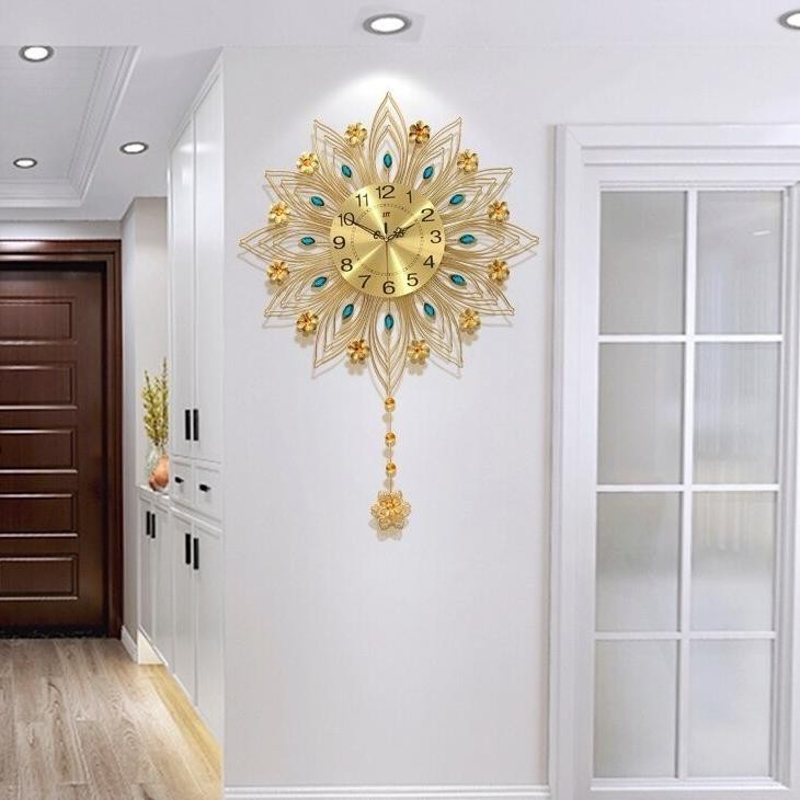 Terlaris Taffhome Jam Dinding Besar Jam Hiasan Dinding Geometric Pendulum Jam Dinding Mewah Quartz C