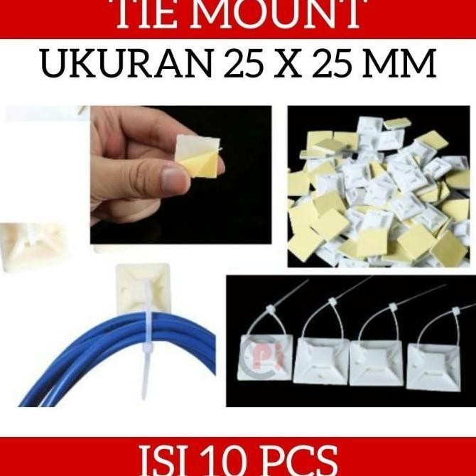 

Isi 10 Pcs Tie Mount Kabel Self Adhesive Ukuran 25 X 25Mm Warna Putih