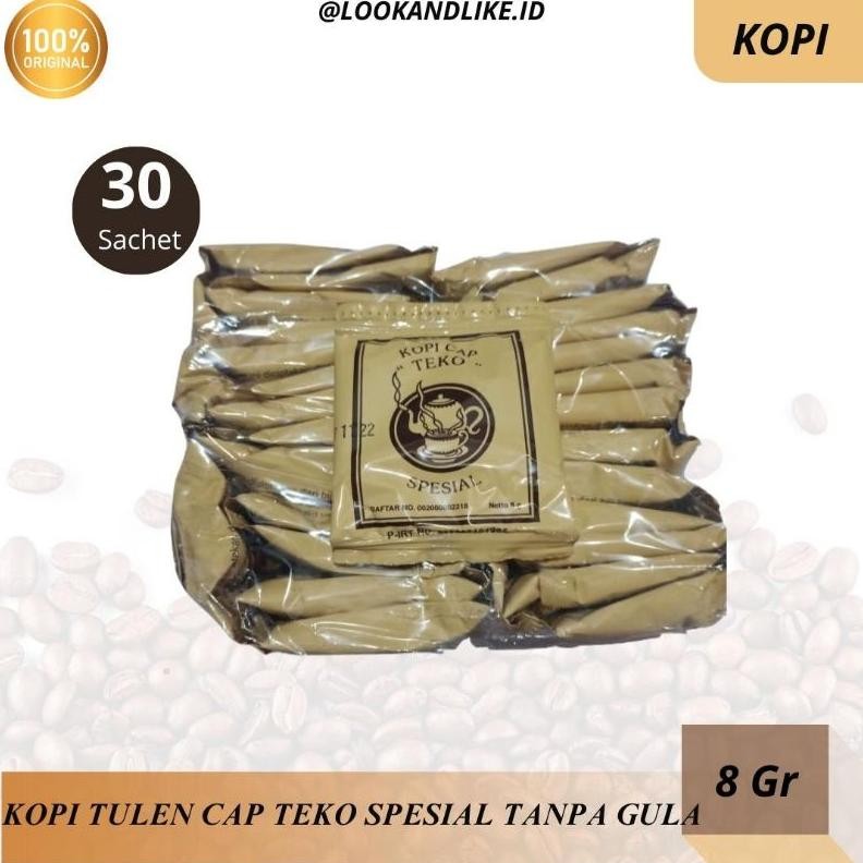

Kopi Cap Teko SPESIAL PLASTIK 1 Pack Isi 30 Sachet x 8gr Tanpa Gula Giling Halus Kopi Bogor Halal Nugi