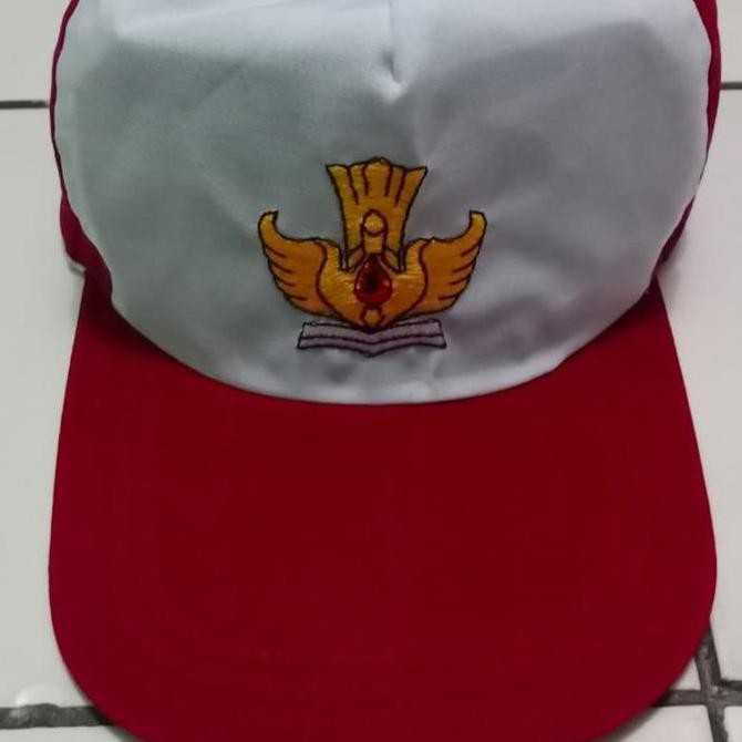 Topi Sekolah SD Merah Putih BORDIR//Topi Sekolah SD Warna Merah Putih Untuk Cewek Dan Cowok//topi sd