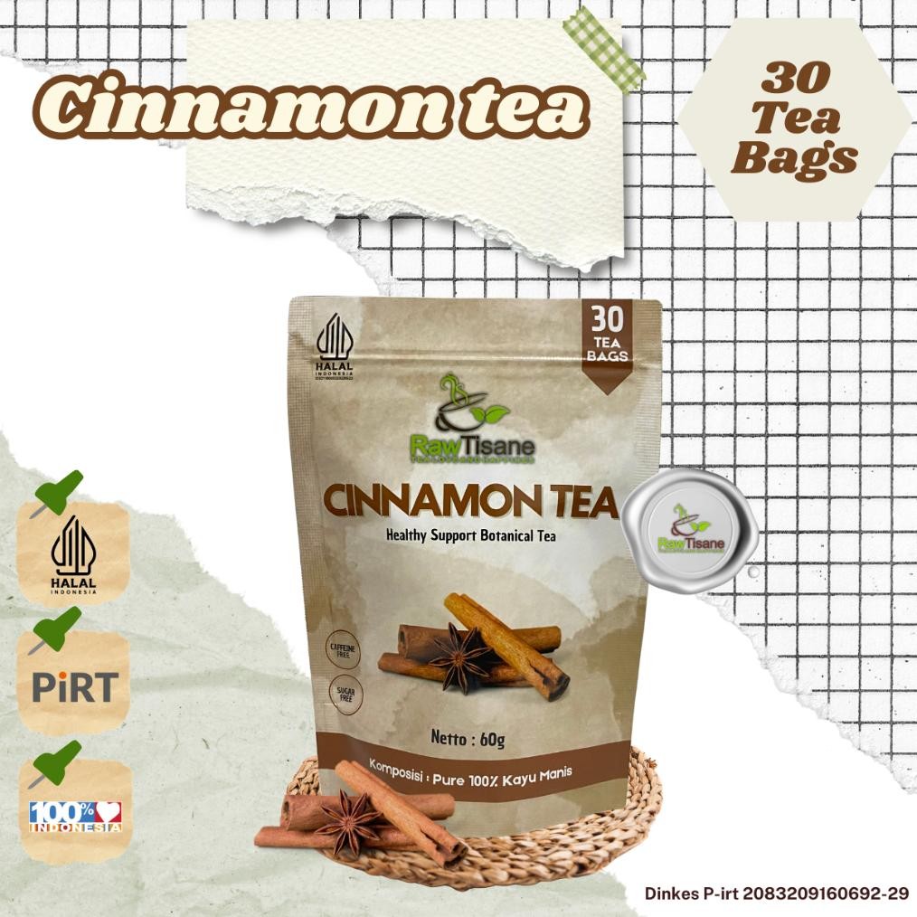 

RAW TISANE Cinnamon Tea : Teh Kayu Manis / Teh Celup Kayu Manis All Varian Isi 30 Tea Bag Nugi