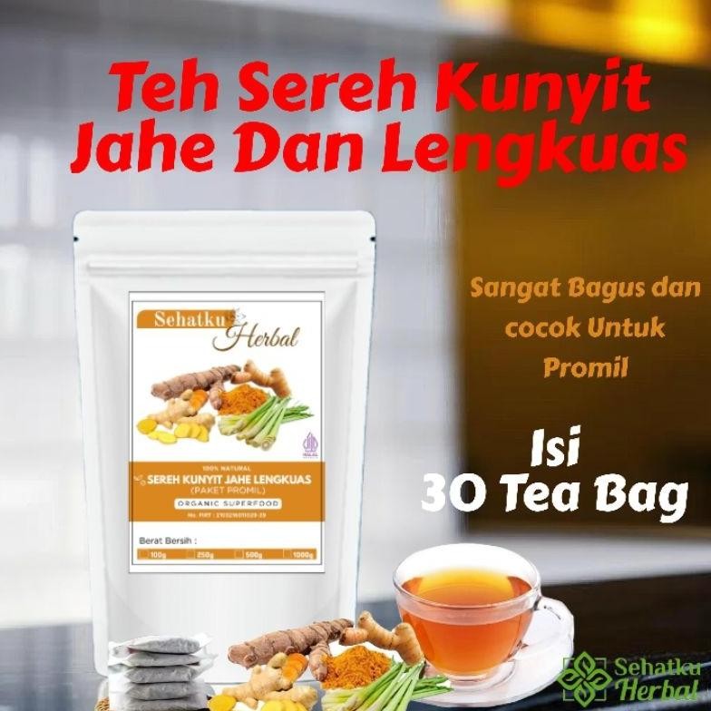 

SEHATKUHERBAL TEH PROMIL/ Teh untuk Promil Teh Detox PCOS : Teh Sereh Kunyit jahe dan Lengkuas isi 30 tea bag Nugi